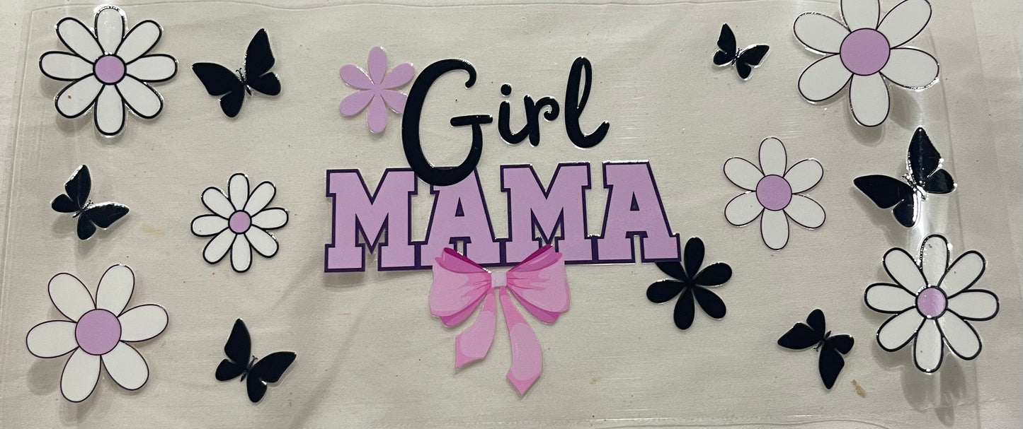 Girl Mama purple, black and white daisies