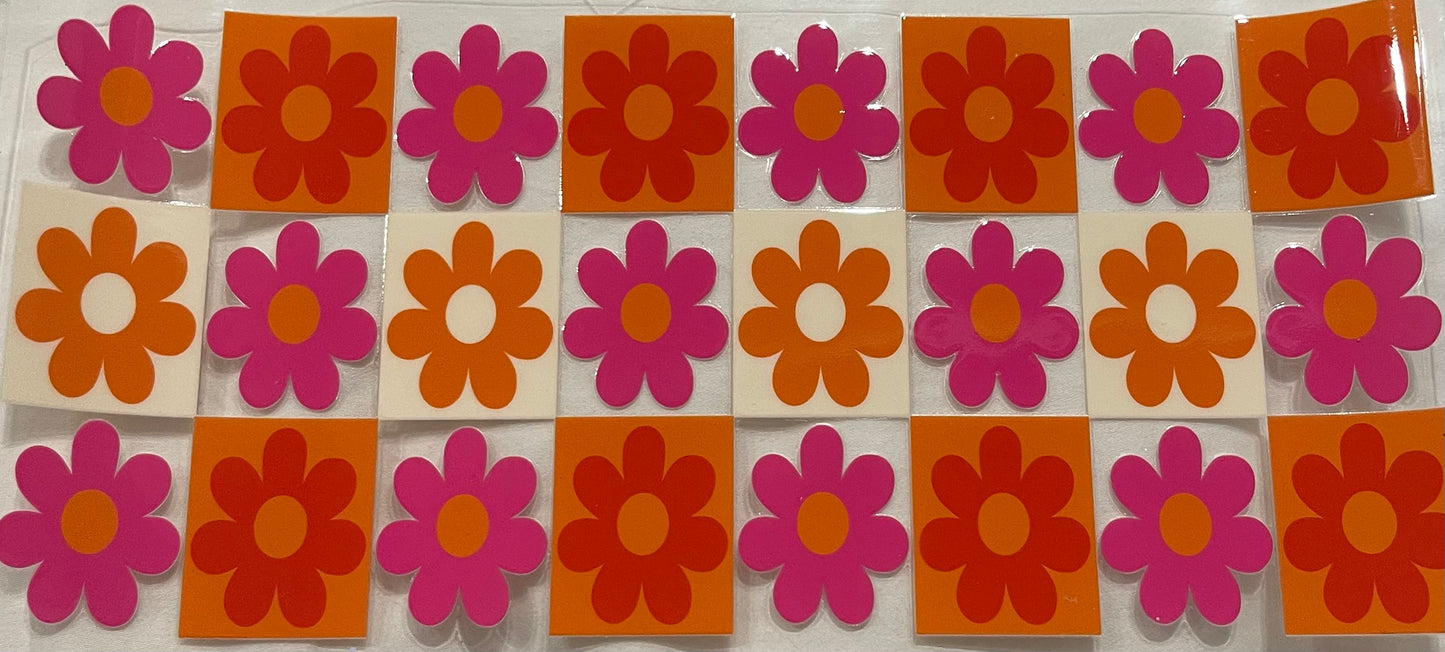 Pink/orange checkered flowers