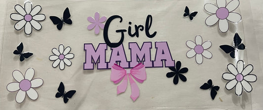 Girl Mama purple, black and white daisies